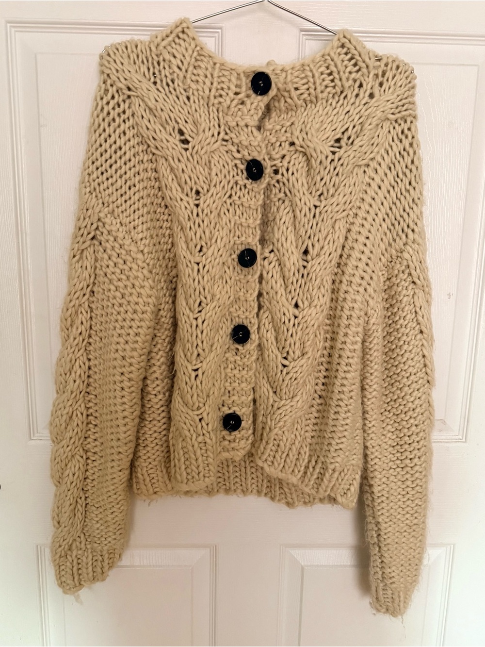2010s Nasty Gal Collection Chunky Cable Knit Cardigan Cream Heavy Warm M